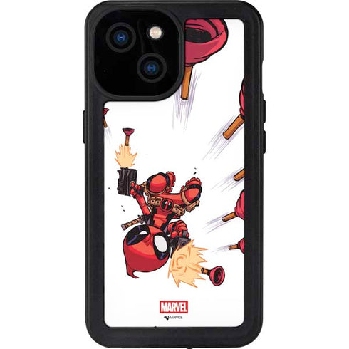 Marvel Deadpool Babypool Shooting iPhone 15 Waterproof Case